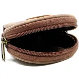 Round Alsace Stork Coin Purse in Brown Faux Leather