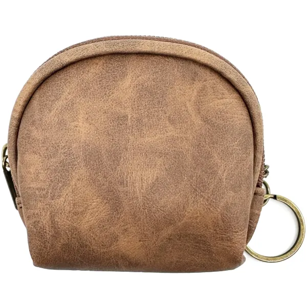 Porte-Monnaie Rond Cigogne d'Alsace en Simili Cuir Marron