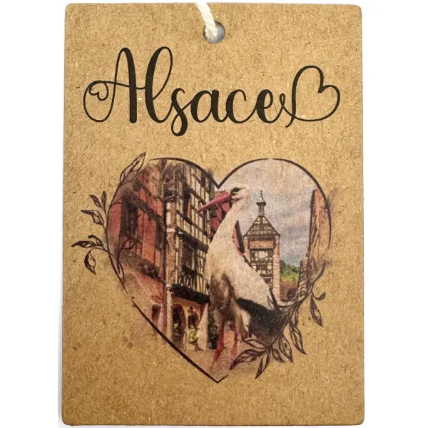 Porte-Monnaie Rond Cigogne d'Alsace en Simili Cuir Marron