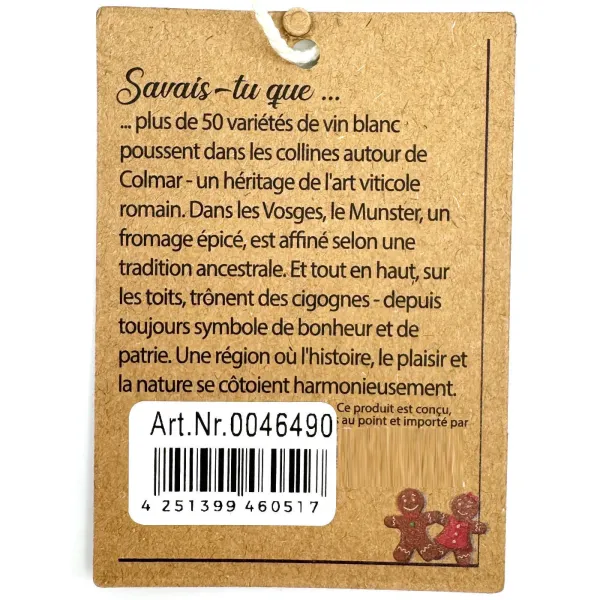 Porte-Monnaie Rond Cigogne d'Alsace en Simili Cuir Marron