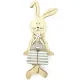 Lapin assis en Bois avec Noeud de Rafia et Fleur décorative