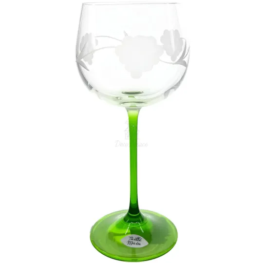 6 Rhine Crystal Wine Glasses engraved with Grappes