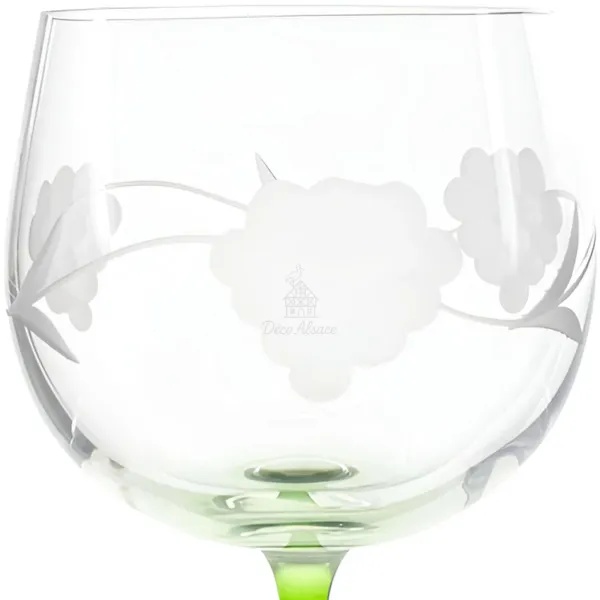6 Verres Cristallin du Rhin à Vin Alsace gravé Grappes