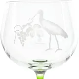 6 Rhine Crystal Wine Glasses engraved with Alsace Stork