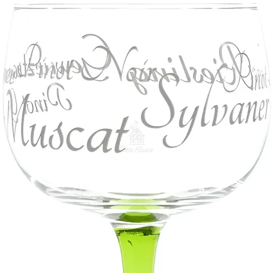 6 Verres à Vin Alsace décor Cépages Alsacien