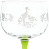 6 Weingläser Elsass Dekor Storch und Weinreben
