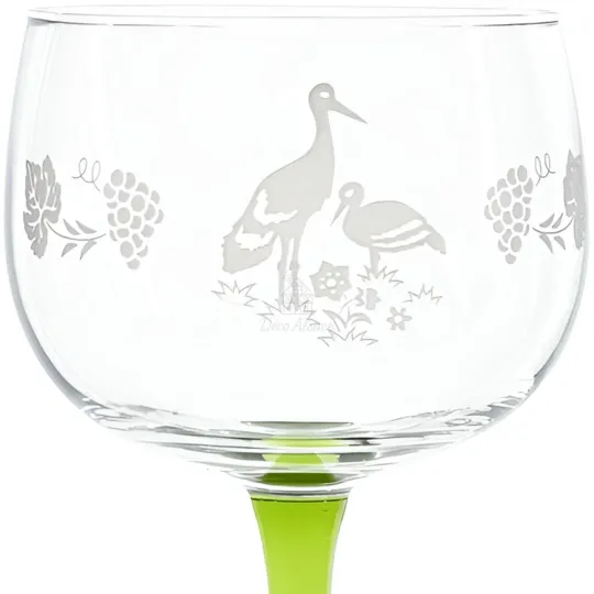 6 Alsace Wine Glasses Stork and Vines design