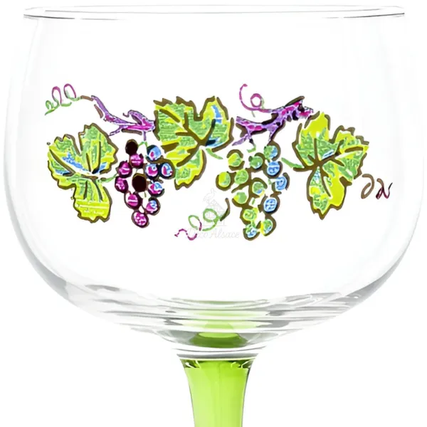 6 Verres à Vin Alsace décor Vignoble