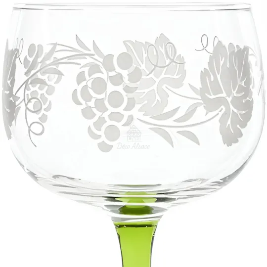 6 Alsace Wine Glasses with Grappes decor