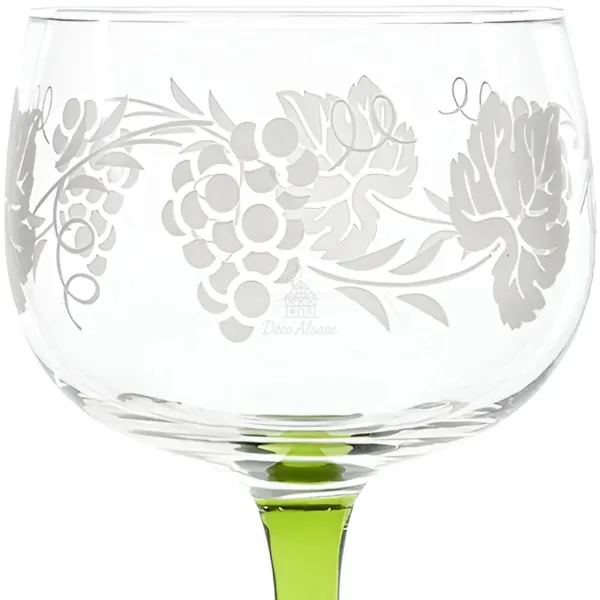 6 Alsace Wine Glasses with Grappes decor