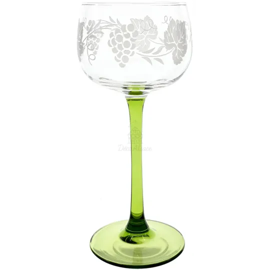 6 Alsace Wine Glasses with Grappes decor