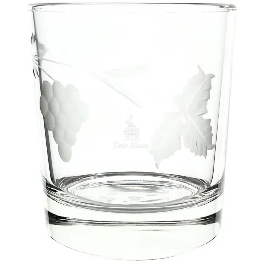 6 Aperitif or water glasses engraved Grapes
