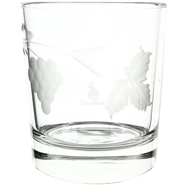 6 Aperitif or water glasses engraved Grapes