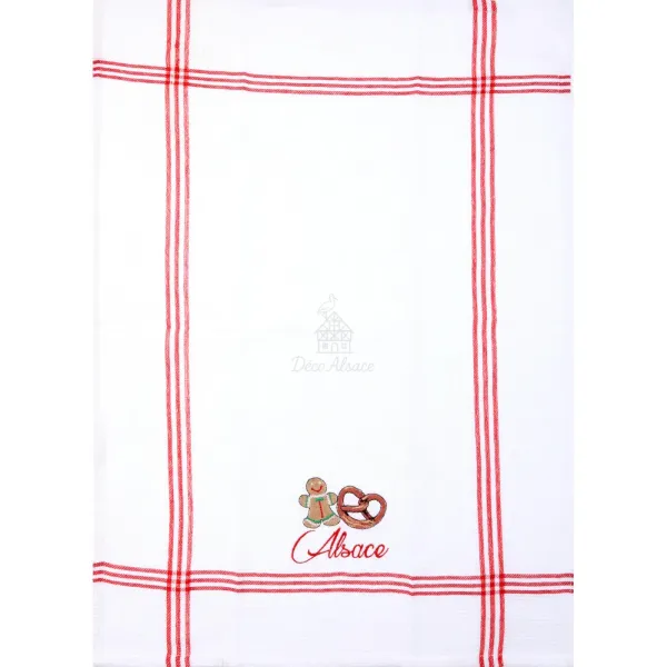 Torchon de Cuisine Nid d'Abeille brodé Mannele Bretzel