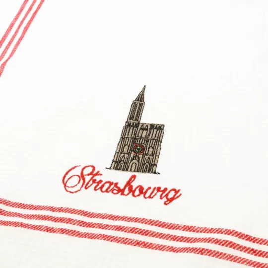 Keukendoek Honingraat Geborduurd Kathedraal van Straatsburg