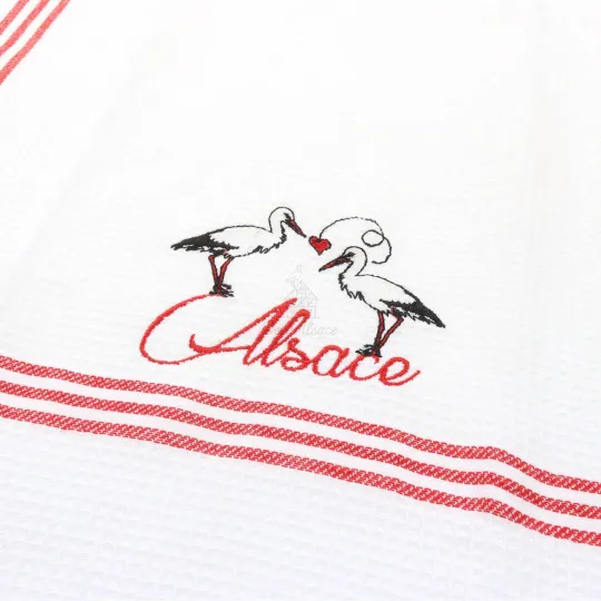 Bee's Nest Embroidered Kitchen Towel Duo of Storks