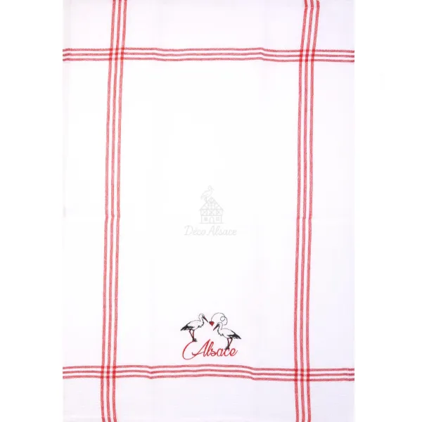 Torchon de Cuisine Nid d'Abeille brodé Duo de Cigognes