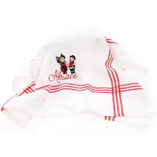 Bee's Nest Embroidered Kitchen Towel Alsatian Couple