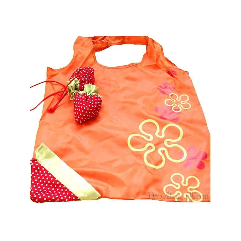 Sac à Provisions Orange réutilisable en Nylon pliage en Fraise