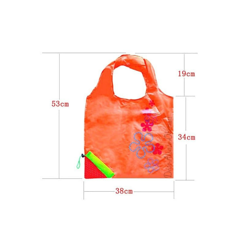 Einkaufstasche orange wiederverwendbare Nylon Erdbeere Falten