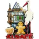 Magnet Alsace Bois 3D Cigogne Maison Colombages Mannele