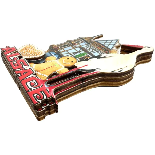 Magnet Alsace Bois 3D Cigogne Maison Colombages Mannele