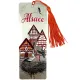 Alsace Bookmark Silver Embossed Storks Half-Timbered Houses and Tassel