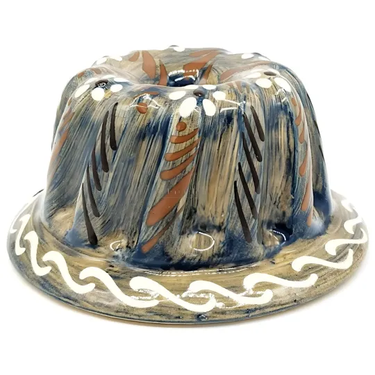 Moule à Kougelhopf Soufflenheim Bleu Pinceau Marguerites 13 cm