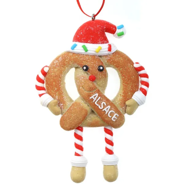 Suspension Bretzel en Pain d’épices avec tablier rouge et Noeud