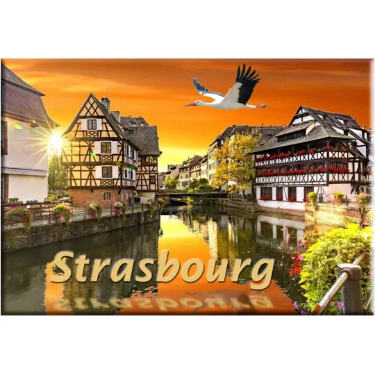 Magnet Décoratif la Petite France à Strasbourg et Cigogne
