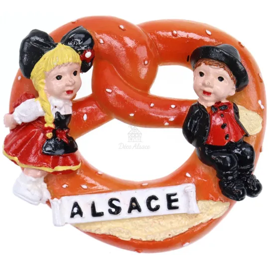 Magnet Décoratif Bretzel avec Alsaciens assis
