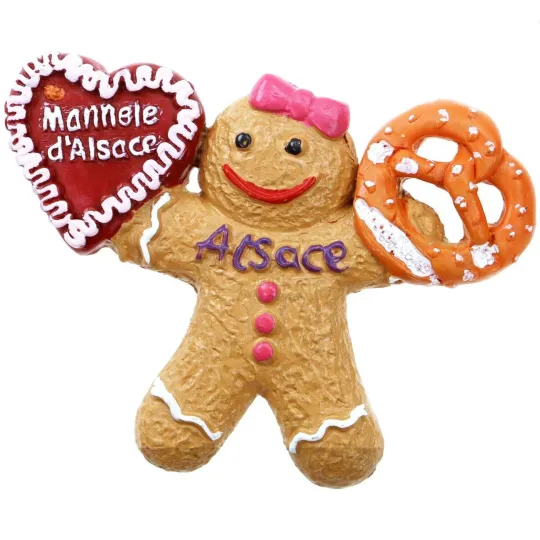 Suspension Mannele Fille avec Bretzel et Coeur Alsace