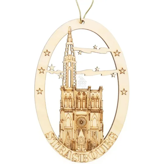 Strasbourg Cathedral oval wood decoration to hang