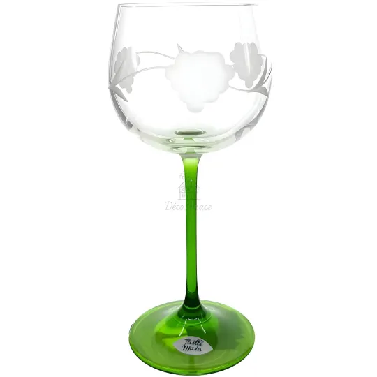 6 Rhine Crystal Wine Glasses engraved with Grappes