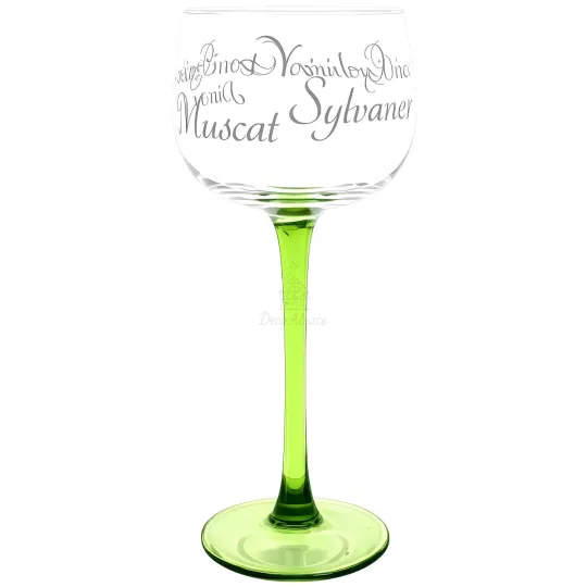 6 Alsatian Wine Glasses decorated with Alsatian grape varieties