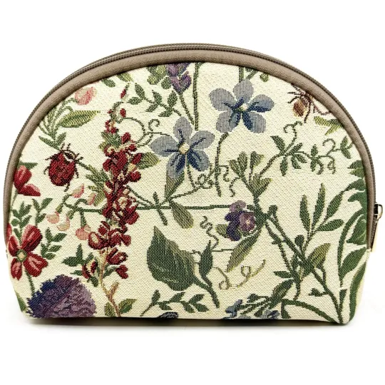 Elfenbeinfarbenes Etui mit Reißverschluss Gartenblumen