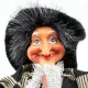 Alsace Witch Figurine with Broom, Cream and Black Check 22 cm
