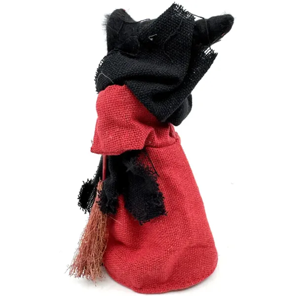 Elsässer Hexe zum Aufstellen mit Besen, Rot und Schwarz 20 cm