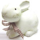 Lapin blanc avec son noeud décoratif assis en Céramique