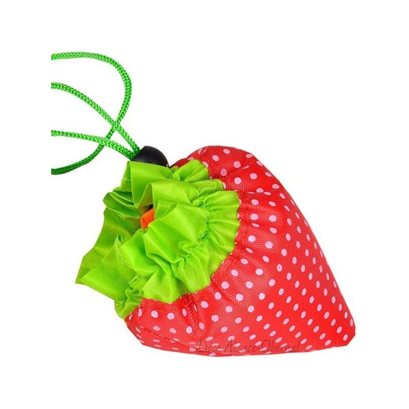 Sac à Provisions Noir réutilisable en Nylon pliage en Fraise
