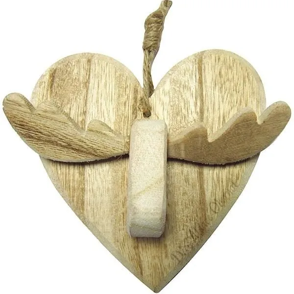 Herz Anhänger mit Holz Rentier mit Kordel