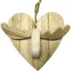 Suspension Coeur avec Renne en Bois avec Cordelette