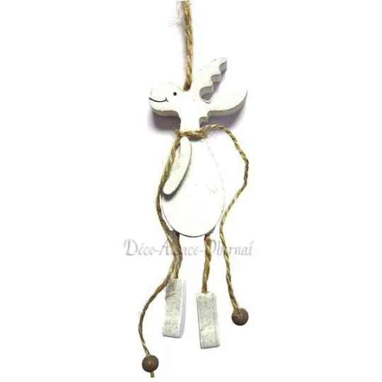 Suspension Rennes blanc en Bois avec Cordelette