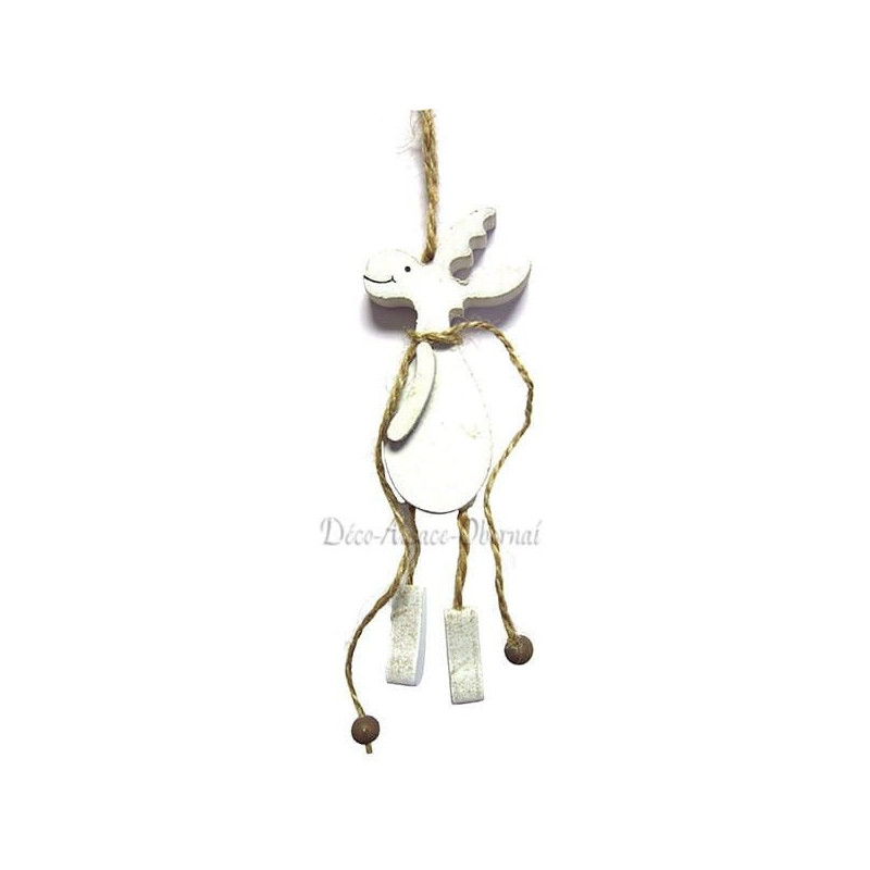 Suspension Rennes blanc en Bois avec Cordelette