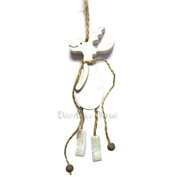 Suspension Rennes blanc en Bois avec Cordelette