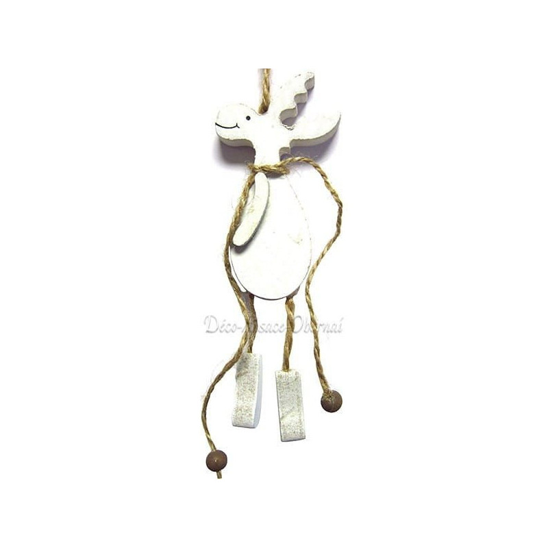Suspension Rennes blanc en Bois avec Cordelette