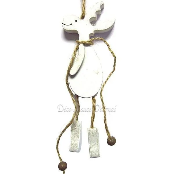 Suspension Rennes blanc en Bois avec Cordelette