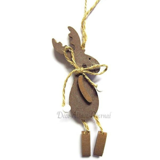 Brown wooden reindeer pendant light with cord