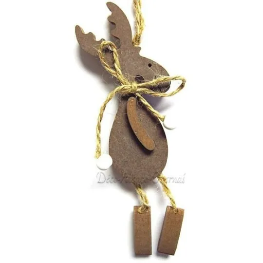 Hangdecoratie Rendier Bruin in Hout met Touwtje