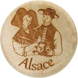 Bouchon en Bois et Liège gravé Couple d'Alsacien